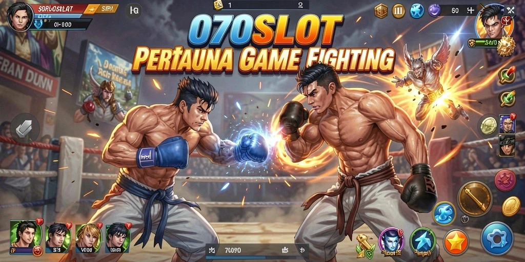 Tampilan gameplay seru dari 070SLOT saat karakter bertarung.