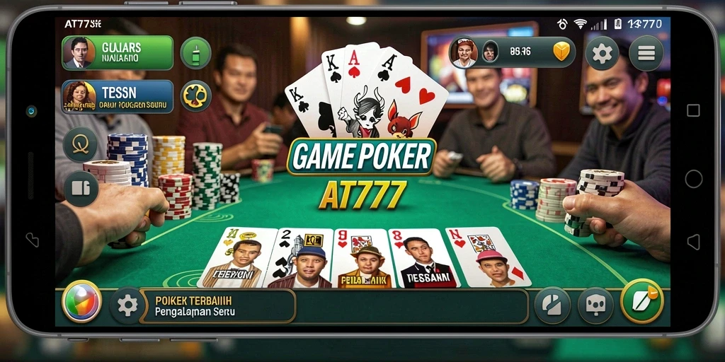 Tampilan gameplay Poker seru dan mendebarkan di AT777.