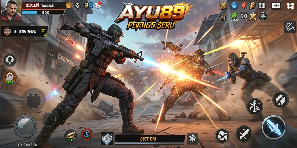 Screenshot AYU89 menampilkan aksi mendebarkan di tengah pertempuran.