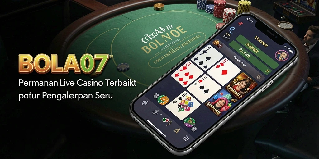 Screenshot utama BOLA07 menunjukkan dealer live berinteraksi dengan pemain.