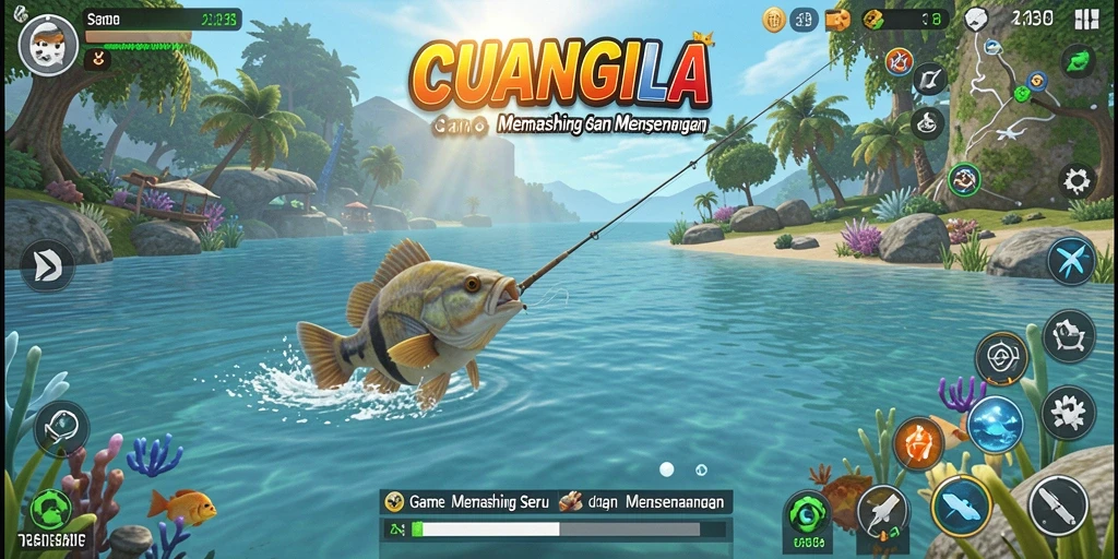 Tangkapan ikan yang sukses dalam gameplay CUANGILA dengan grafis menakjubkan.