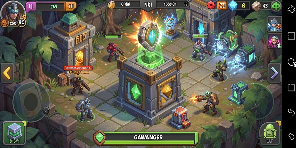 Screenshot utama GAWANG69 menunjukkan aksi mendebarkan dalam Tower Defense.