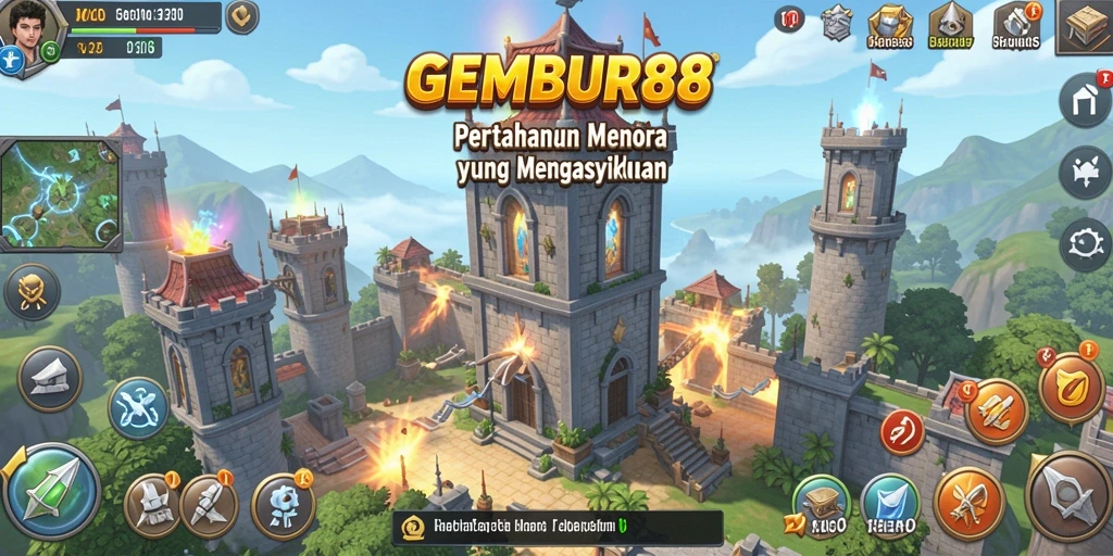 Screenshot utama dari <strong>GEMBUR88</strong> menampilkan aksi mendebarkan dalam permainan Tower Defense.