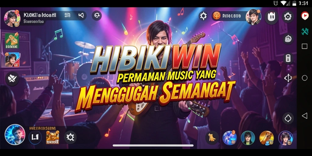 Screenshot HIBIKIWIN menampilkan pemain yang menikmati permainan musik.