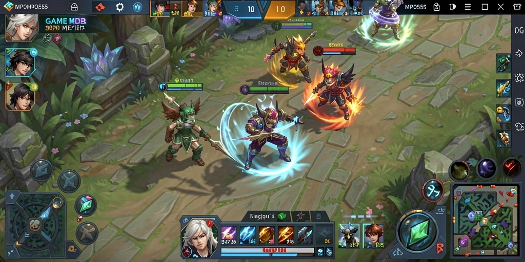Screenshot MPO555 menampilkan aksi seru dalam permainan MOBA.