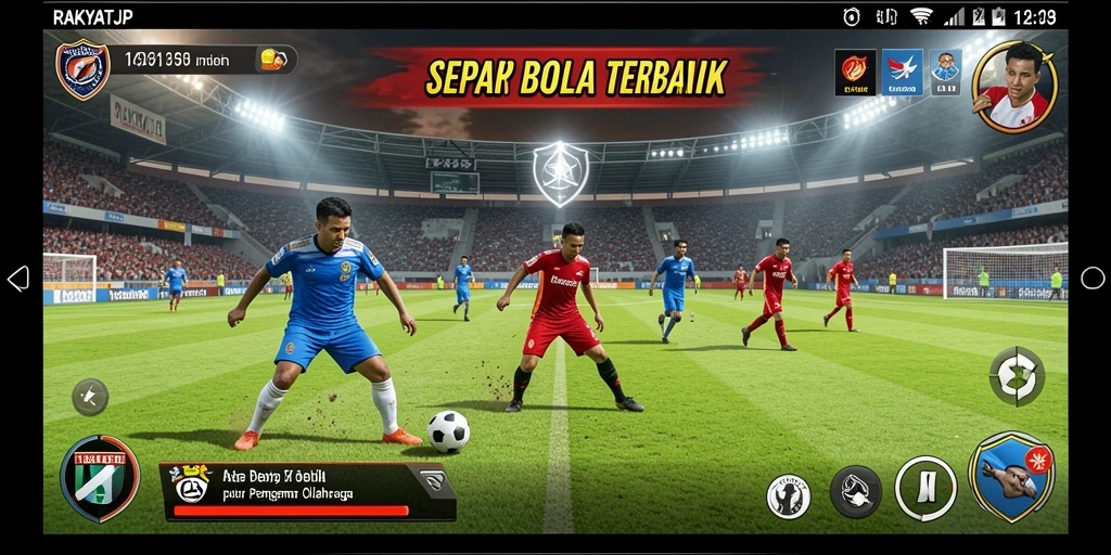 Tampilan gameplay RAKYATJP dengan aksi sepak bola yang mendebarkan.
