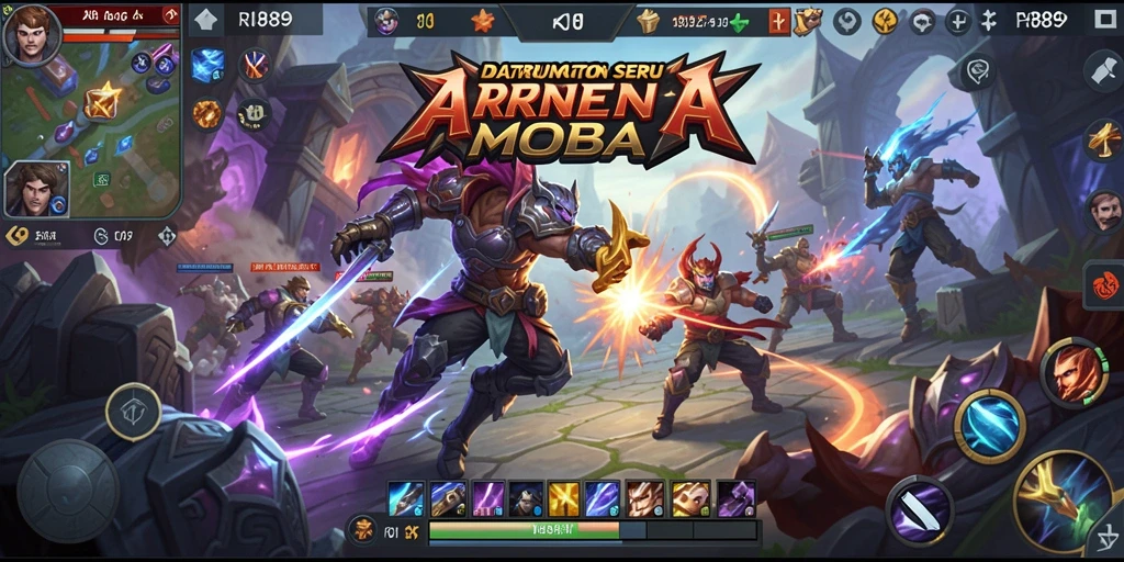 Tampilan gameplay seru dalam arena MOBA RI889.