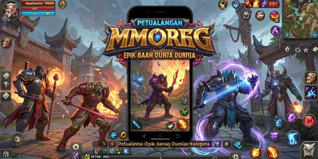 Screenshot RR789 menampilkan pertarungan epik dalam dunia MMORPG.
