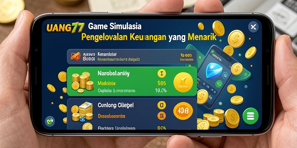 Screenshot gameplay UANG77 menampilkan simulasi pengelolaan uang yang interaktif.