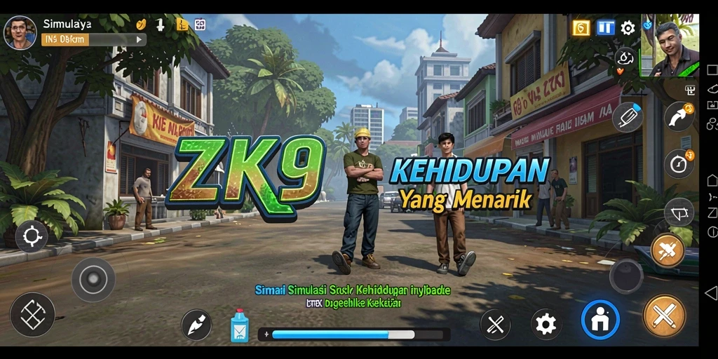 Screenshot gameplay ZK9 menunjukkan interaksi karakter yang dinamis.